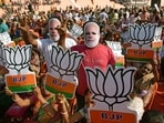 BJP supporters attend Prime Minister Narendra Modi's public meeting ahead of the Tripura assembly election in Agartala on Monday. 