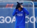 Paris St Germain's Kylian Mbappe during training 