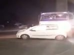 The 22-wheel container truck allegedly hit a car and then dragged it for about 3 km. The 22-wheel container truck allegedly hit a car and then dragged it for about 3 km.