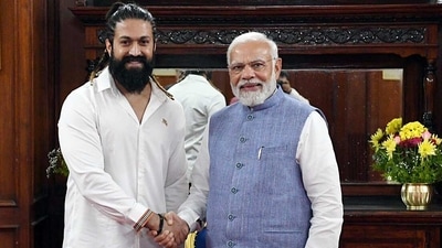 KGF actor Yash meets Prime Minister Narendra Modi, in Bengaluru on Sunday. (ANI Photo) (ANI Picture Service) KGF actor Yash meets Prime Minister Narendra Modi, in Bengaluru on Sunday. (ANI Photo) (ANI Picture Service)