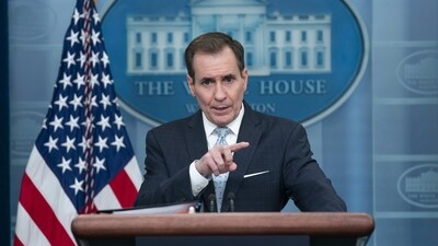 National Security Council spokesman John Kirby speaks during a press briefing at the White House, Monday, Feb. 13, 2023, in Washington. (AP Photo/Evan Vucci) (AP)
