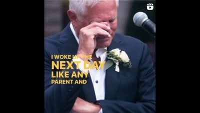 Bob Thagard got emotional while giving his son Michael and daughter-in-law Cori Quinn Thagard a heartfelt toast at their wedding. (Instagram/@goodnews_movement) Bob Thagard got emotional while giving his son Michael and daughter-in-law Cori Quinn Thagard a heartfelt toast at their wedding. (Instagram/@goodnews_movement)