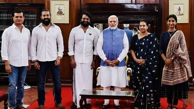 PM Modi meets Kannada actors Yash and Rishab Shetty in Bengaluru PM Modi meets Kannada actors Yash and Rishab Shetty in Bengaluru