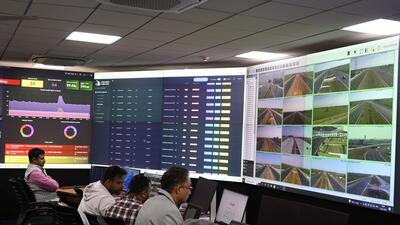 Gurugram, India-February 13, 2023: A view inside the Traffic management centre of the Delhi-Vadodara-Mumbai expressway at Sohna-Gurugram road near Alipur village in Gurugram, India, on Monday, 13 February 2023. Around 270 CCTV cameras have been installed at the DVM expressway to watch traffic movement (Photo by Parveen Kumar/Hindustan Times) Gurugram, India-February 13, 2023: A view inside the Traffic management centre of the Delhi-Vadodara-Mumbai expressway at Sohna-Gurugram road near Alipur village in Gurugram, India, on Monday, 13 February 2023. Around 270 CCTV cameras have been installed at the DVM expressway to watch traffic movement (Photo by Parveen Kumar/Hindustan Times)
