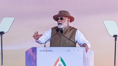 Narendra Modi, speaks during the inauguration ceremony of the Aero India 2023 (Bloomberg) Narendra Modi, speaks during the inauguration ceremony of the Aero India 2023 (Bloomberg)