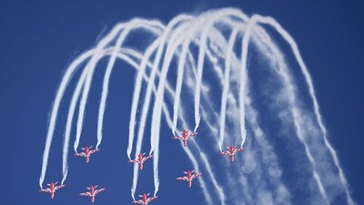 Aero India 2023 featured aerobatics along with a large exhibition and trade fair. (AP) Aero India 2023 featured aerobatics along with a large exhibition and trade fair. (AP)