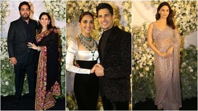 Akash Ambani-Shloka Mehta, Alia Bhatt, and other stars attend Sidharth Malhotra-Kiara Advani's reception. (HT Photo/Varinder Chawla) Akash Ambani-Shloka Mehta, Alia Bhatt, and other stars attend Sidharth Malhotra-Kiara Advani's reception. (HT Photo/Varinder Chawla)
