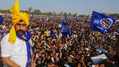 Bhopal: Bhim Army chief Chandrashekhar Azad during a party workers rally. (PTI)