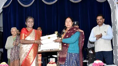 President Droupadi Murmu at a programme in Lucknow on Monday. (HT) President Droupadi Murmu at a programme in Lucknow on Monday. (HT)