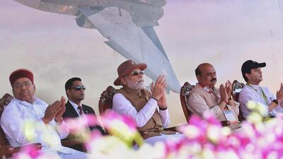 Prime Minister Narendra Modi on Monday inaugurated Aero India-2023 in Bengaluru (Twitter/@narendramodi) Prime Minister Narendra Modi on Monday inaugurated Aero India-2023 in Bengaluru (Twitter/@narendramodi)