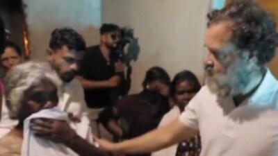 Rahul Gandhi consoled the family of the deceased tribal man and assured thorough investigation into the matter (Twitter/screengrab) Rahul Gandhi consoled the family of the deceased tribal man and assured thorough investigation into the matter (Twitter/screengrab)
