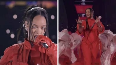 Rihanna performs at 57th annual National Football League Super Bowl 2023. Rihanna performs at 57th annual National Football League Super Bowl 2023.