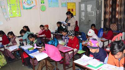Students at the Government Primary School, Chhawani Mohalla, in Ludhiana. (HT Photo) Students at the Government Primary School, Chhawani Mohalla, in Ludhiana. (HT Photo)