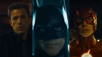 Ben Affleck, Michael Keaton and Ezra Miller star in The Flash. Ben Affleck, Michael Keaton and Ezra Miller star in The Flash.