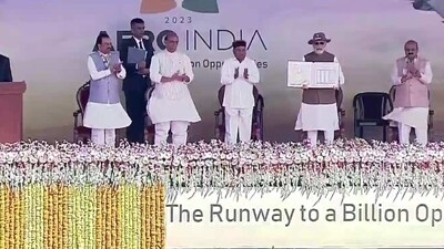 Prime Minister Narendra Modi released commemorative stamps to mark the occasion. (ANI) Prime Minister Narendra Modi released commemorative stamps to mark the occasion. (ANI)