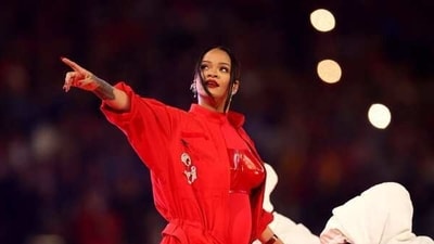 Rihanna during her Super Bowl performance. Rihanna during her Super Bowl performance.
