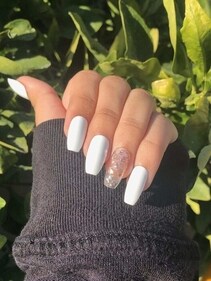 All-white nail art can be a sophisticated and timeless option for any occasion, including Valentine's Day. (pinterest) All-white nail art can be a sophisticated and timeless option for any occasion, including Valentine's Day. (pinterest)