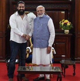 Prime Minister Narendra Modi met KGF star Yash on Sunday evening at Bengaluru's Raj Bhavan. Prime Minister Narendra Modi met KGF star Yash on Sunday evening at Bengaluru's Raj Bhavan.