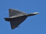  Tejas performs an aerobatic display during the Aero India 2023 air show at Yelahanka air base in Bengaluru.