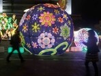 People walk past lanterns during the Lantern Festival, marking the end of the Chinese lunar New Year celebrations, in Taipei, Taiwan. People walk past lanterns during the Lantern Festival, marking the end of the Chinese lunar New Year celebrations, in Taipei, Taiwan.