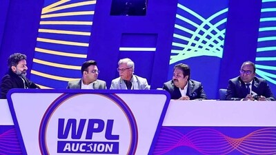 BCCI Secretary Jay Shah, President Roger Binny, Vice-President Rajeev Shukla and other dignitaries at the auction for the inaugural edition of the Women's Premier League (ANI) BCCI Secretary Jay Shah, President Roger Binny, Vice-President Rajeev Shukla and other dignitaries at the auction for the inaugural edition of the Women's Premier League (ANI)