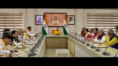 CM Yogi Adityanath presiding over a meeting of the council of ministers at his official 5-Kalidas Marg residence in Lucknow. (Sourced) CM Yogi Adityanath presiding over a meeting of the council of ministers at his official 5-Kalidas Marg residence in Lucknow. (Sourced)
