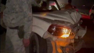 Pappu Yadav's convoy meets with accident. (ANI) Pappu Yadav's convoy meets with accident. (ANI)