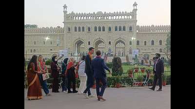 G20 delegates being escorted at Bara Imambara (HT )