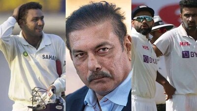 Virender Sehwag; Ravi Shastr; Virat Kohli with R Ashwin Virender Sehwag; Ravi Shastr; Virat Kohli with R Ashwin