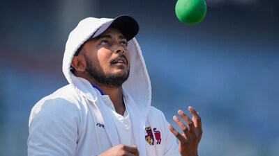 Prithvi Shaw during the first day of the Ranji Trophy cricket match between Delhi and Mumbai (PTI) Prithvi Shaw during the first day of the Ranji Trophy cricket match between Delhi and Mumbai (PTI)