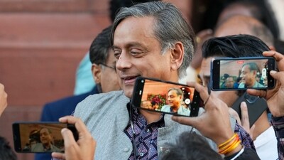 Congress MP Shashi Tharoor at Parliament complex. (PTI file)