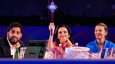 Akash Ambani, Nita Ambani, owner of Mumbai Indians and Charlotte Edwards, Head Coach of Mumbai Indians, during the inaugural Women's cricket Premier League Players Auction (PTI) Akash Ambani, Nita Ambani, owner of Mumbai Indians and Charlotte Edwards, Head Coach of Mumbai Indians, during the inaugural Women's cricket Premier League Players Auction (PTI)