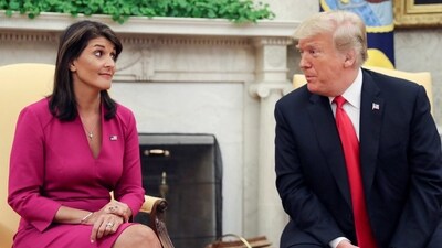 Nikki Haley became the first Republican to challenge former boss Donald Trump, who launched his bid in November. (REUTERS)