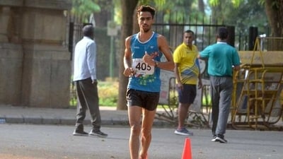 Akshdeep Singh created a new national men’s 20km race walk record at the the National Open Race Walking Championships in Ranchi. (Twitter/Media_SAI)