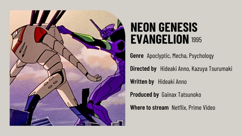 Neon Genesis Evangelion is a mecha-action series that first aired in 1995.