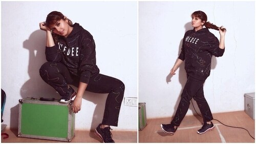 Street style look in casual co-ord loungewear set looks chic and stylish. (Instagram/@iamhumaq) Street style look in casual co-ord loungewear set looks chic and stylish. (Instagram/@iamhumaq)
