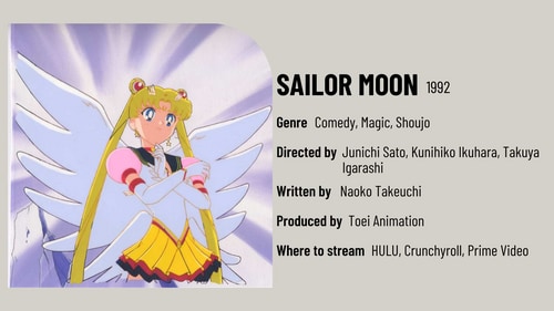 Sailor Moon is a fantasy-adventure anime that first aired in 1992.