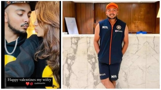 Prithvi Shaw dedicated his special post to model-cum-actress Nidhi Tapadia on the occasion of Valentine's Day (Prithvi Shaw Instagram )