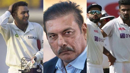 Virender Sehwag; Ravi Shastr; Virat Kohli with R Ashwin