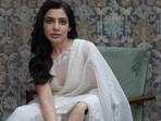 Samantha Ruth Prabhu wore a white saree for the Shaakuntalam trailer launch. Samantha Ruth Prabhu wore a white saree for the Shaakuntalam trailer launch.