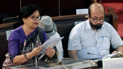 West Bengal finance minister Chandrima Bhattacharya during the Budget Session 2022-23 of the legislative assembly in Kolkata on Friday. (ANI PHOTO.) West Bengal finance minister Chandrima Bhattacharya during the Budget Session 2022-23 of the legislative assembly in Kolkata on Friday. (ANI PHOTO.)