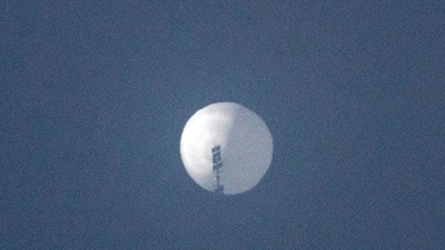 A suspected Chinese spy balloon in the sky over Billings, Montana, US, on February 1. (AFP) A suspected Chinese spy balloon in the sky over Billings, Montana, US, on February 1. (AFP)