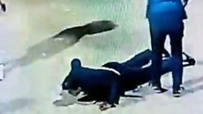 CCTV footage of the incident shows Sahil lying on the road after being attacked by a group of men. (Screengrab/CCTV footage) CCTV footage of the incident shows Sahil lying on the road after being attacked by a group of men. (Screengrab/CCTV footage)