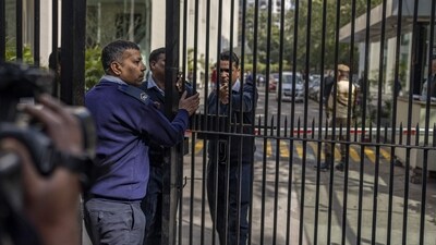 Private security guards close the gate of a building housing the BBC office in New Delhi, India, Tuesday, Feb. 14, 2023. (AP Photo/Altaf Qadri) Private security guards close the gate of a building housing the BBC office in New Delhi, India, Tuesday, Feb. 14, 2023. (AP Photo/Altaf Qadri)