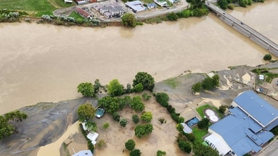 New Zealand Cyclone Gabrielle: A view of flood damage in the the aftermath of cyclone Gabrielle in Hawke?s Bay, New Zealand. (Reuters)