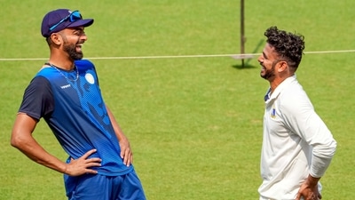 Saurashtra and Bengal skippers Jaydev Unadkat and Manoj Tiwary during a training session on the eve of Ranji Trophy final (PTI) Saurashtra and Bengal skippers Jaydev Unadkat and Manoj Tiwary during a training session on the eve of Ranji Trophy final (PTI)