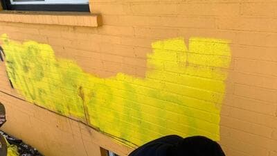 The wall of the Gaur Shankar Mandir in Brampton, Ontario, Canada which was spray-painted with pro-Khalistan, anti-India graffiti in January. (Courtesy: Gauri Shankar Mandir) The wall of the Gaur Shankar Mandir in Brampton, Ontario, Canada which was spray-painted with pro-Khalistan, anti-India graffiti in January. (Courtesy: Gauri Shankar Mandir)