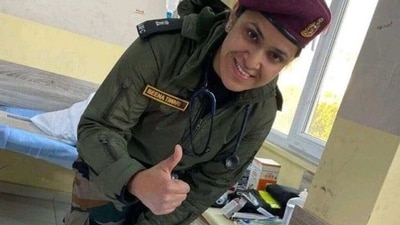 Anand Mahindra shared an image of Indian Army doctor Beena Tiwari, whose pictures had earlier gone viral for receiving a peck on the cheek from a Turkish woman. Anand Mahindra shared an image of Indian Army doctor Beena Tiwari, whose pictures had earlier gone viral for receiving a peck on the cheek from a Turkish woman.