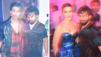 Aryan Khan and Shanaya Kapoor with Orry in the party. Aryan Khan and Shanaya Kapoor with Orry in the party.