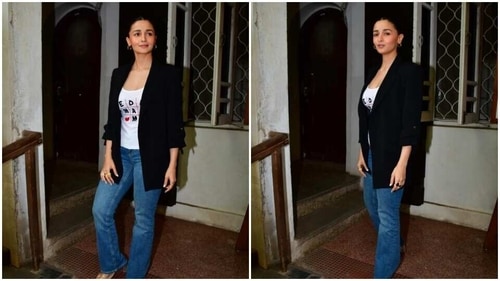 Alia posed for the cameras. (HT Photos/Varinder Chawla) Alia posed for the cameras. (HT Photos/Varinder Chawla)
